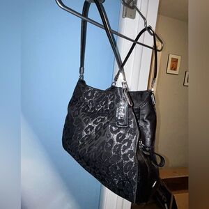 Authentic Coach leopard print purse black